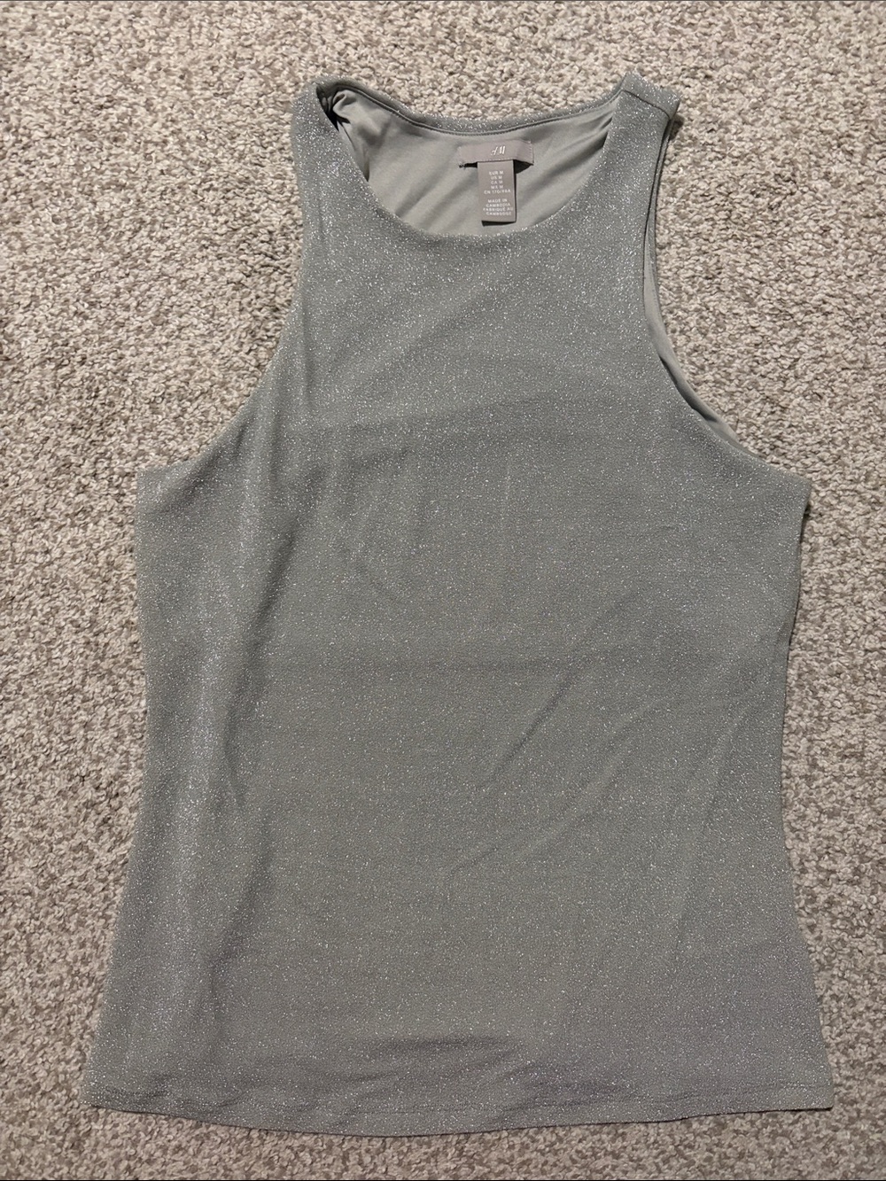 H&M Silver Sparkle Sleeveless Tank Top